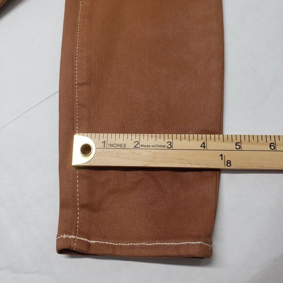 L'Agence Jeans Womens 26 Brown Cognac Margot High Rise Skinny Coated Western USA - Picture 8 of 16